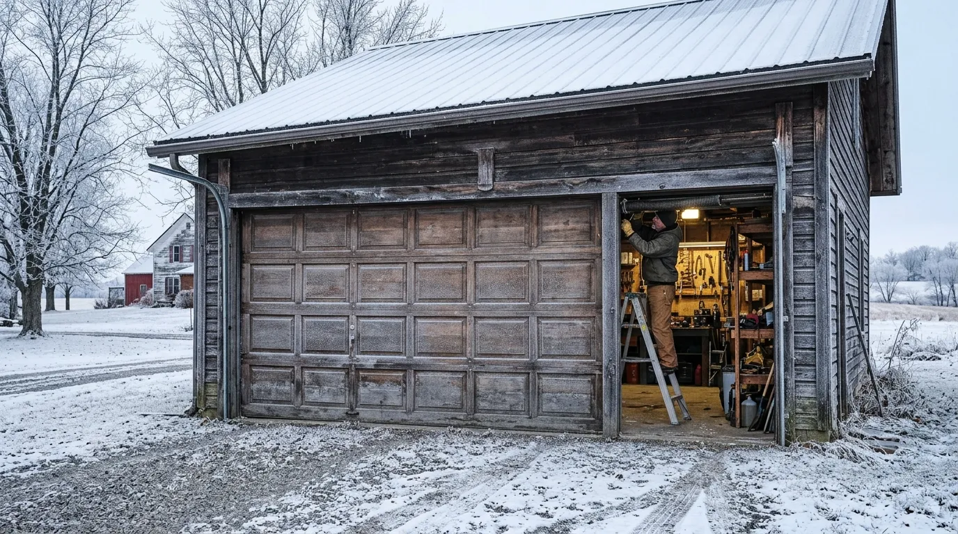 Garage door detail illustrating a broken spring in elgin doesn't wait for spring
